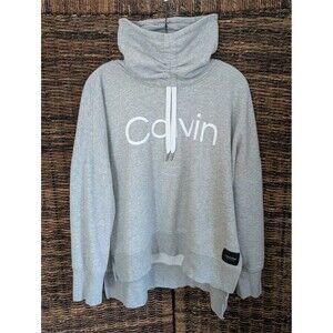 Calvin Klein Funnel Neck Logo Sweatshirt Large Relaxed Fit Cowl Fleece Active